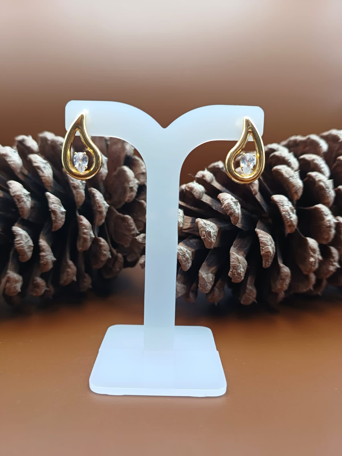 Brinco Gota Pequeno com Zirconia Cravejada