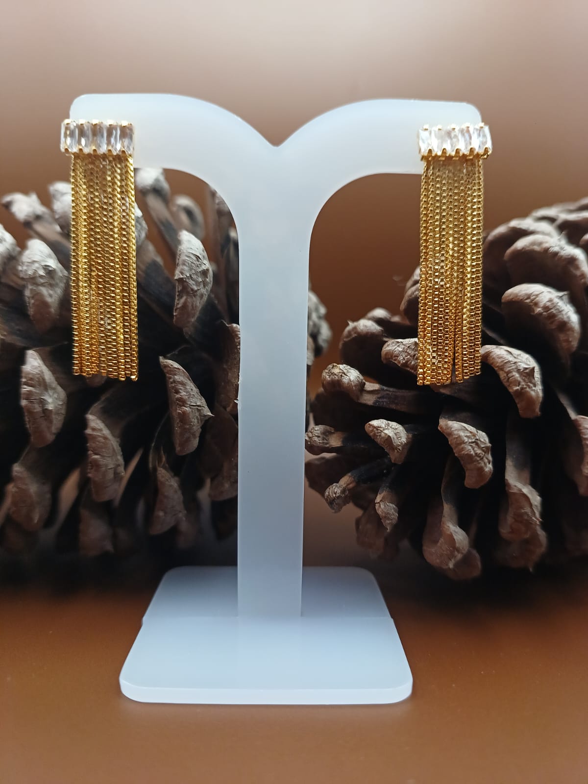 Brinco Franja com Zirconias Cravejadas