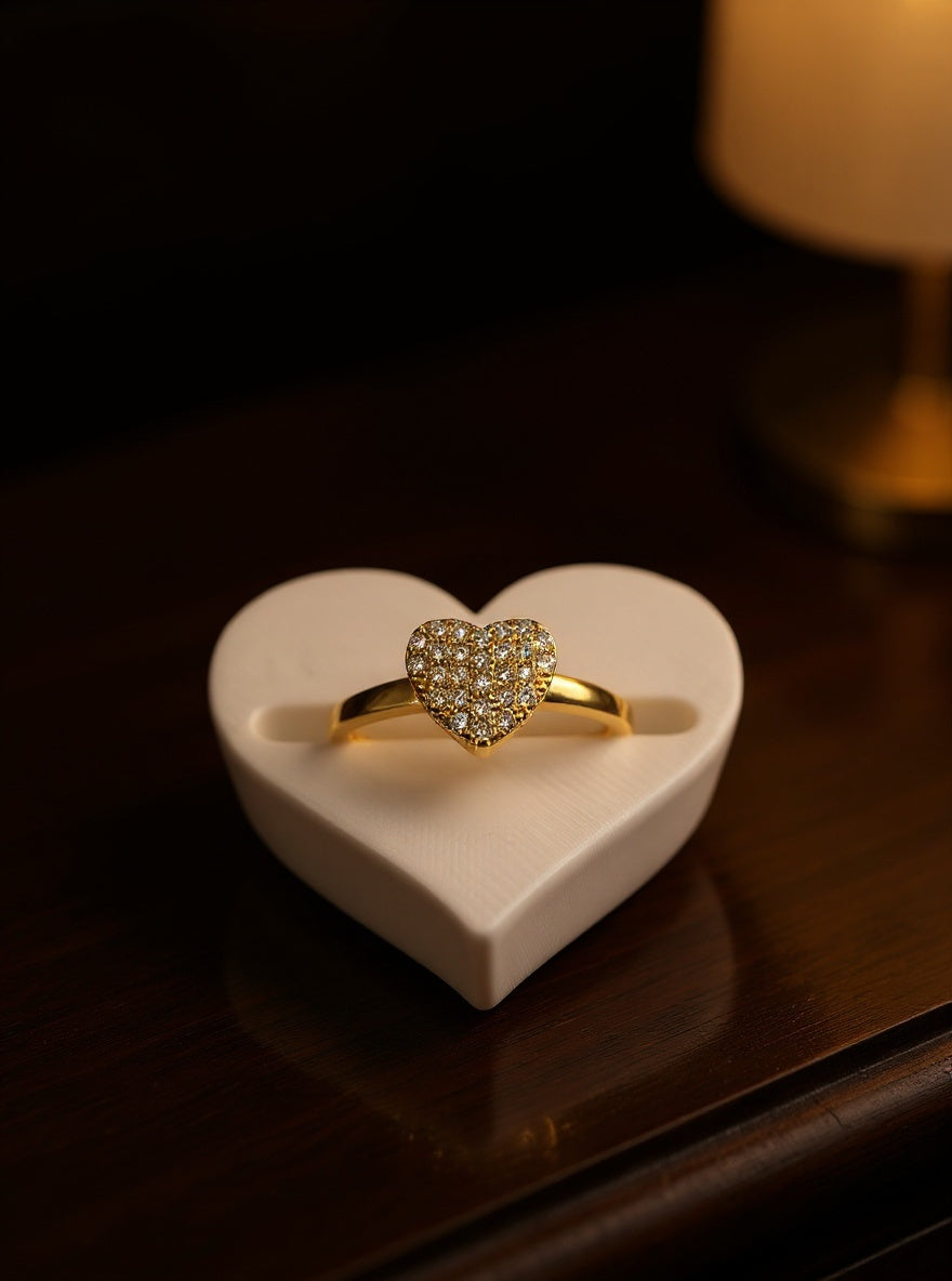 Anel Solitário Coração