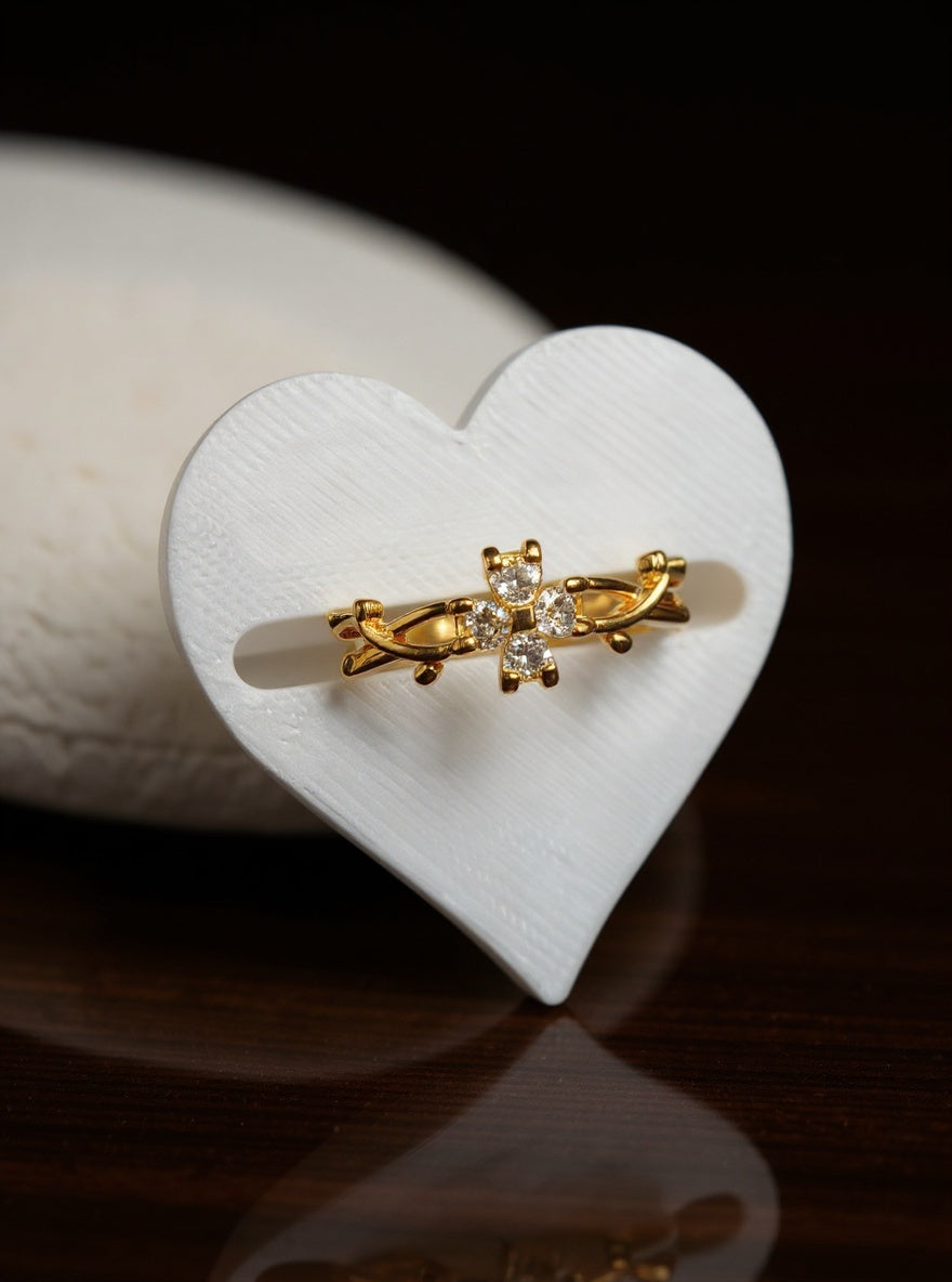 Anel Solitário Flor