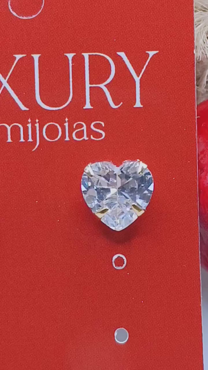 Brinco Coração Pedra de Zirconia Cravejada