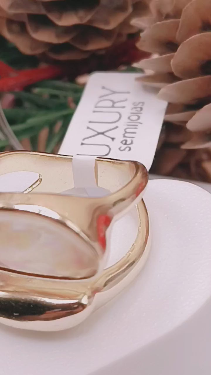 Anel Pedra Natural Opala do Mar