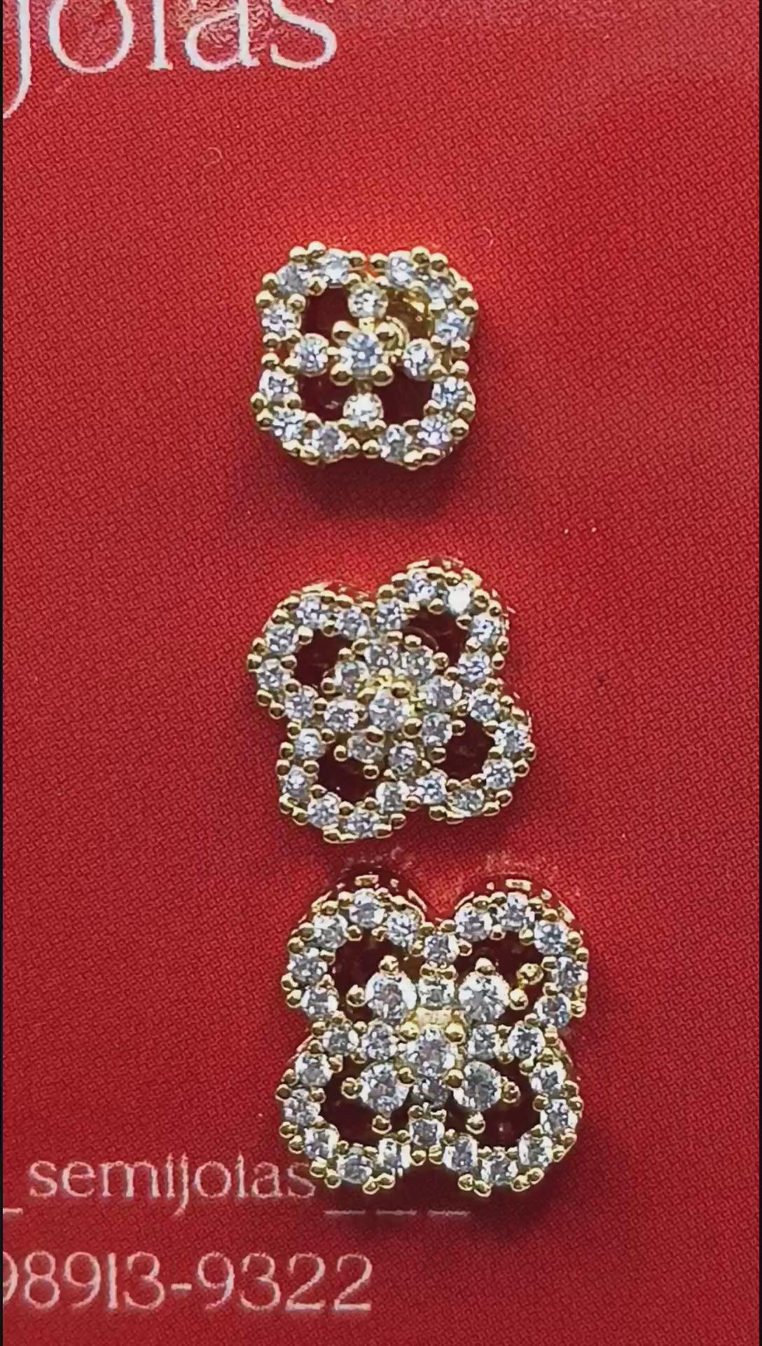 Brinco Trio de Trevo Cravejado