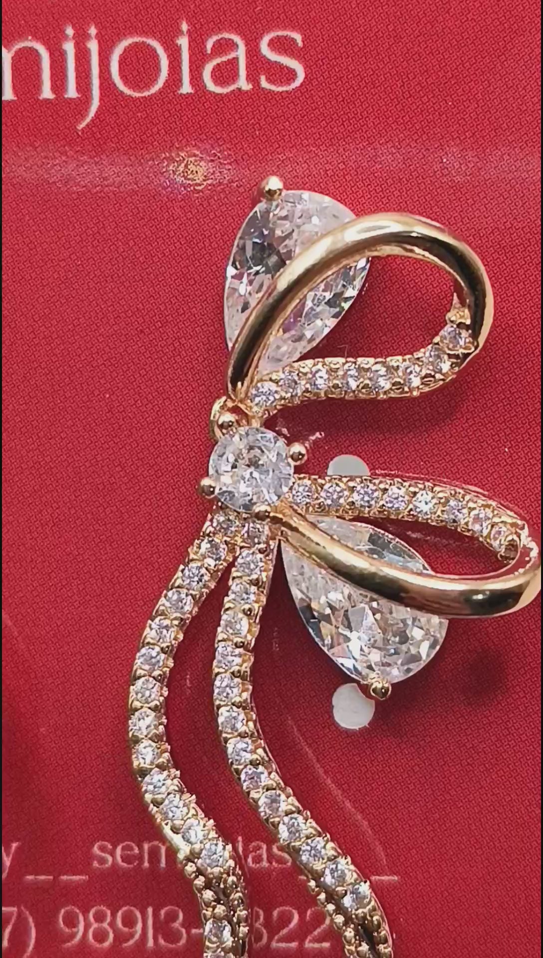 Brinco Laços Cravejado Zircônia