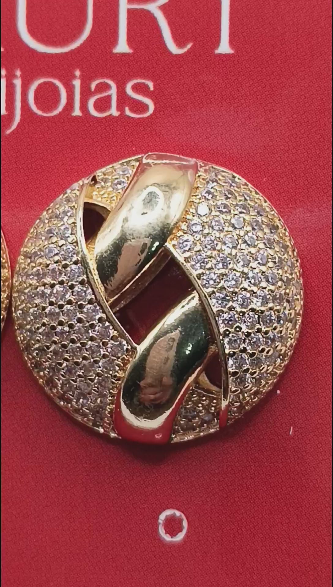 Brinco Meia Bola Cravejado Zircônia