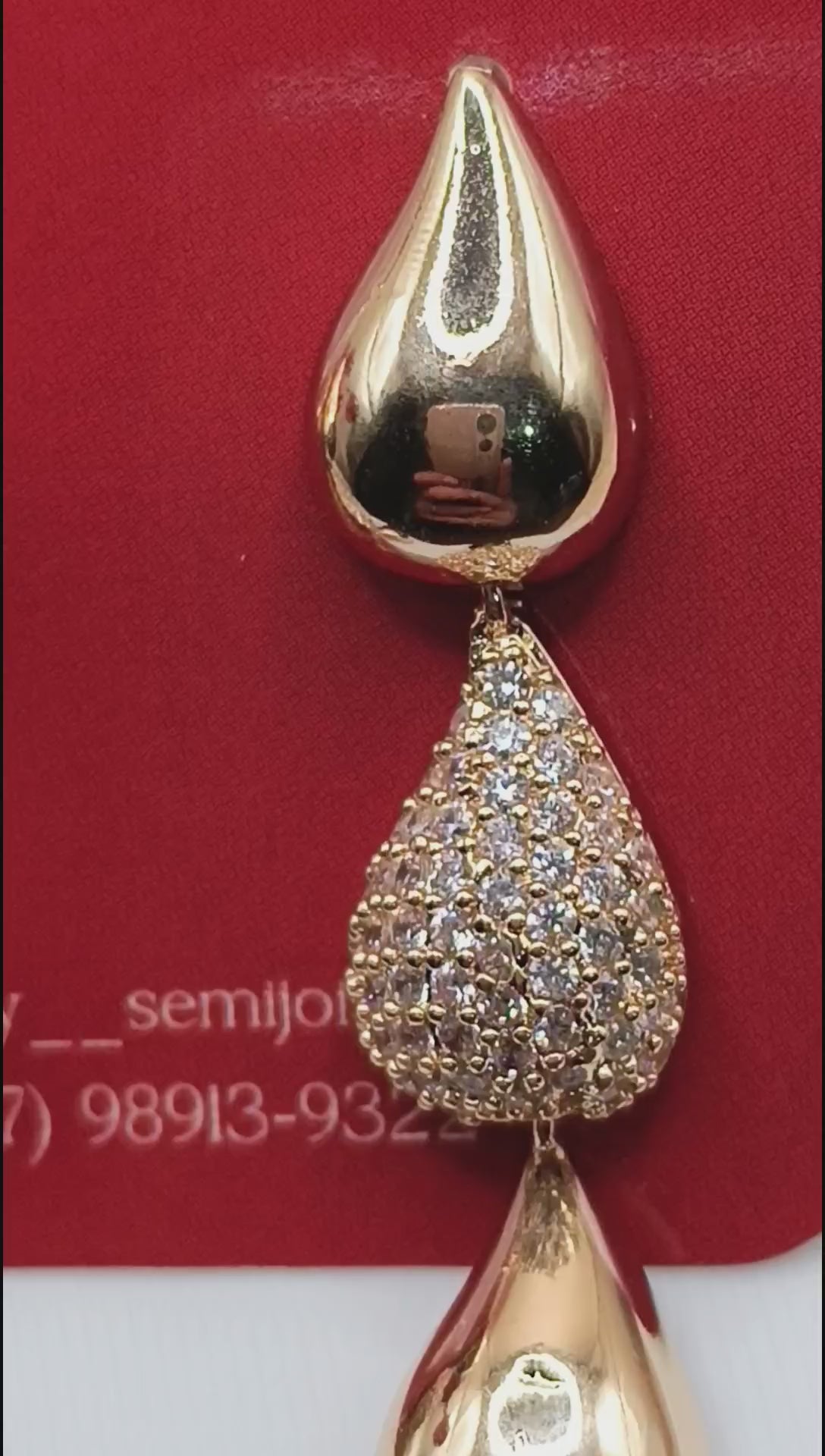 Brinco Gotas Cravejado Zircônia