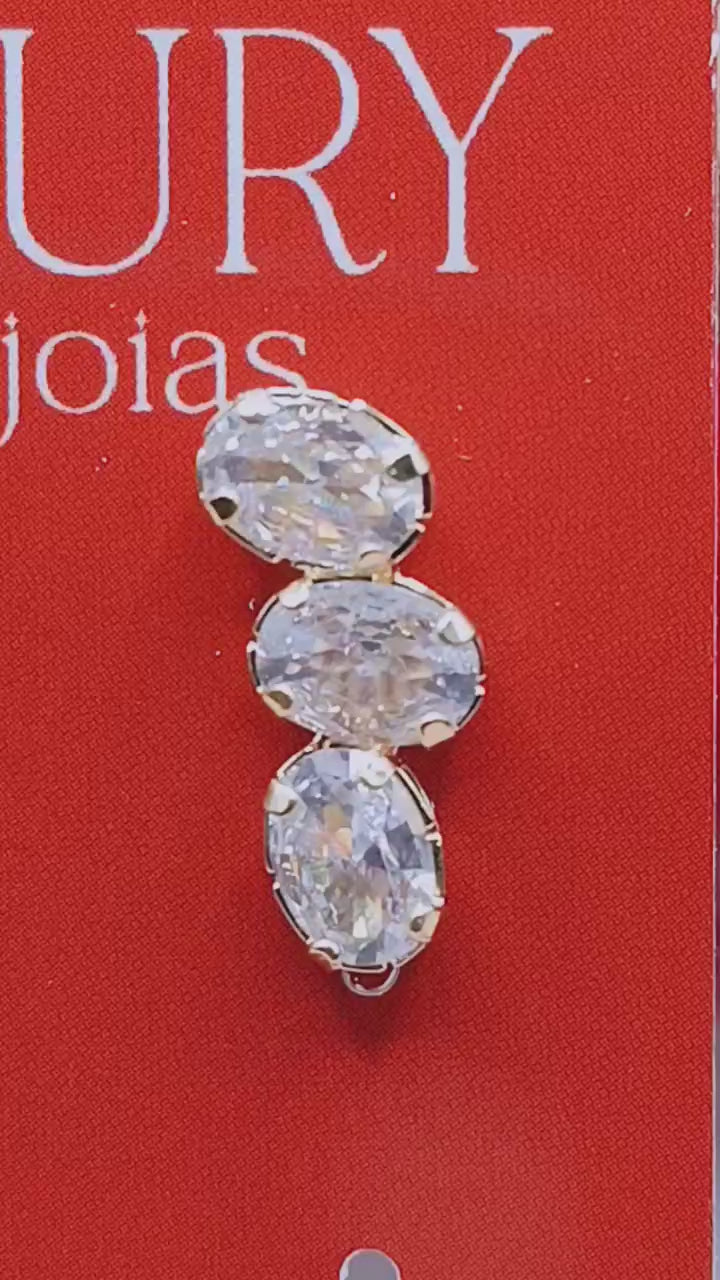 Brinco Três Zirconias Fixo