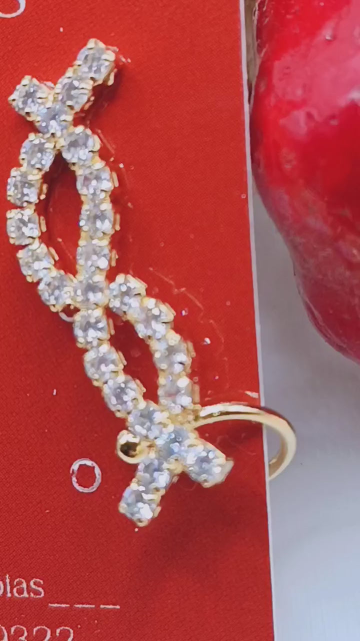 Brinco Ear Cuff Cravejado de Zirconia