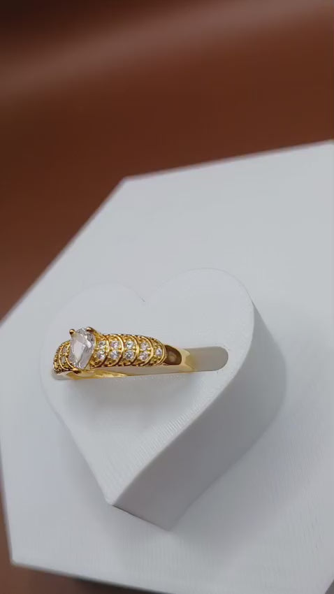 Anel Solitário Cravejado