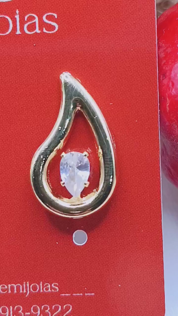 Brinco Gota Pequeno com Zirconia Cravejada