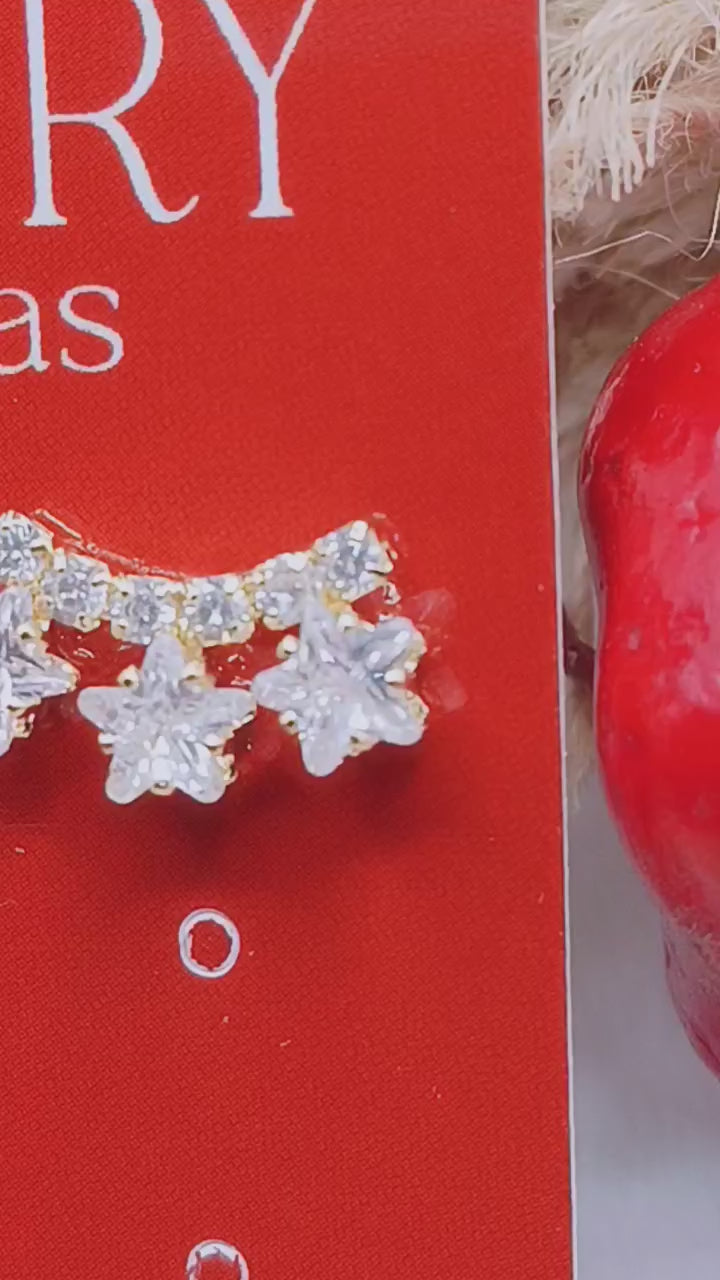 Brinco Três Estrelas Cravejado com Zirconias