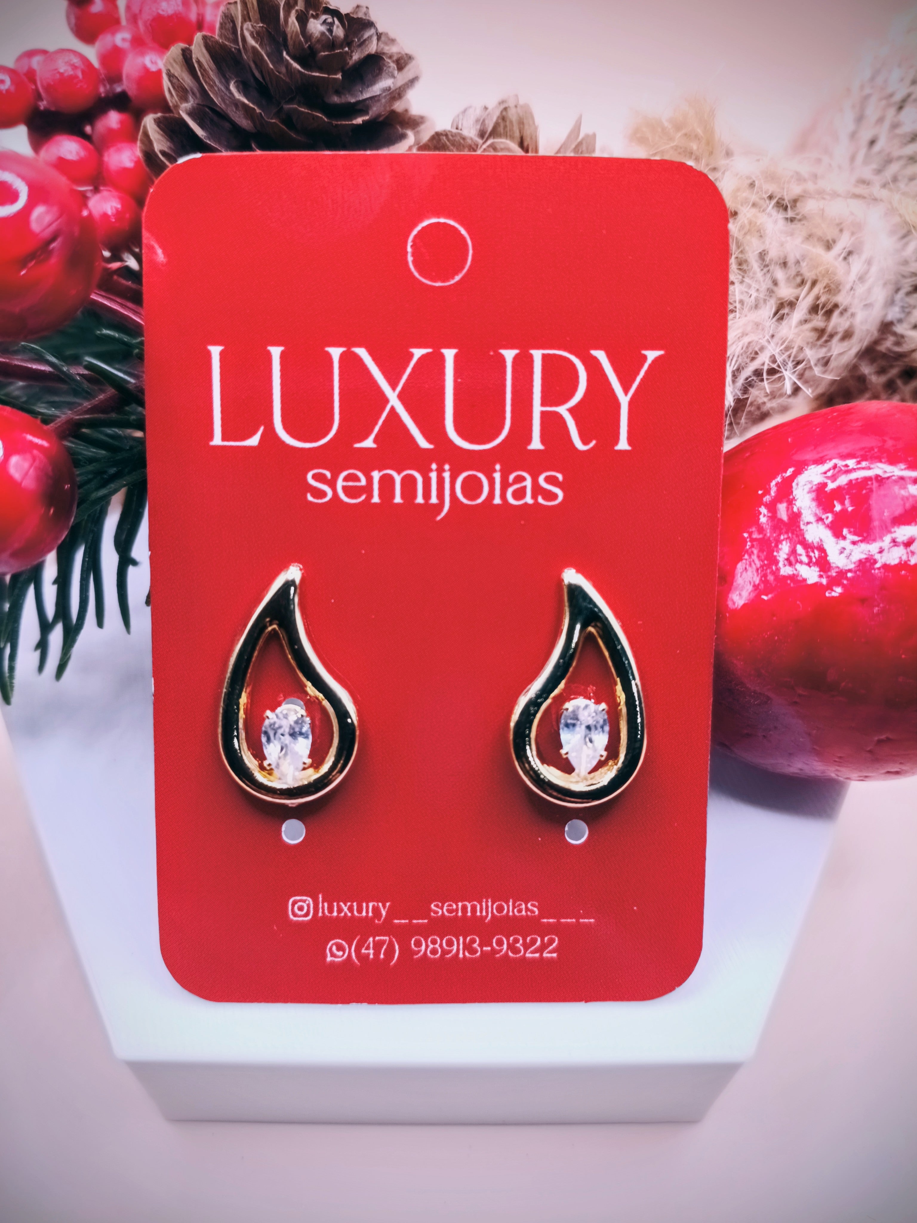 Brinco Gota Pequeno com Zirconia Cravejada