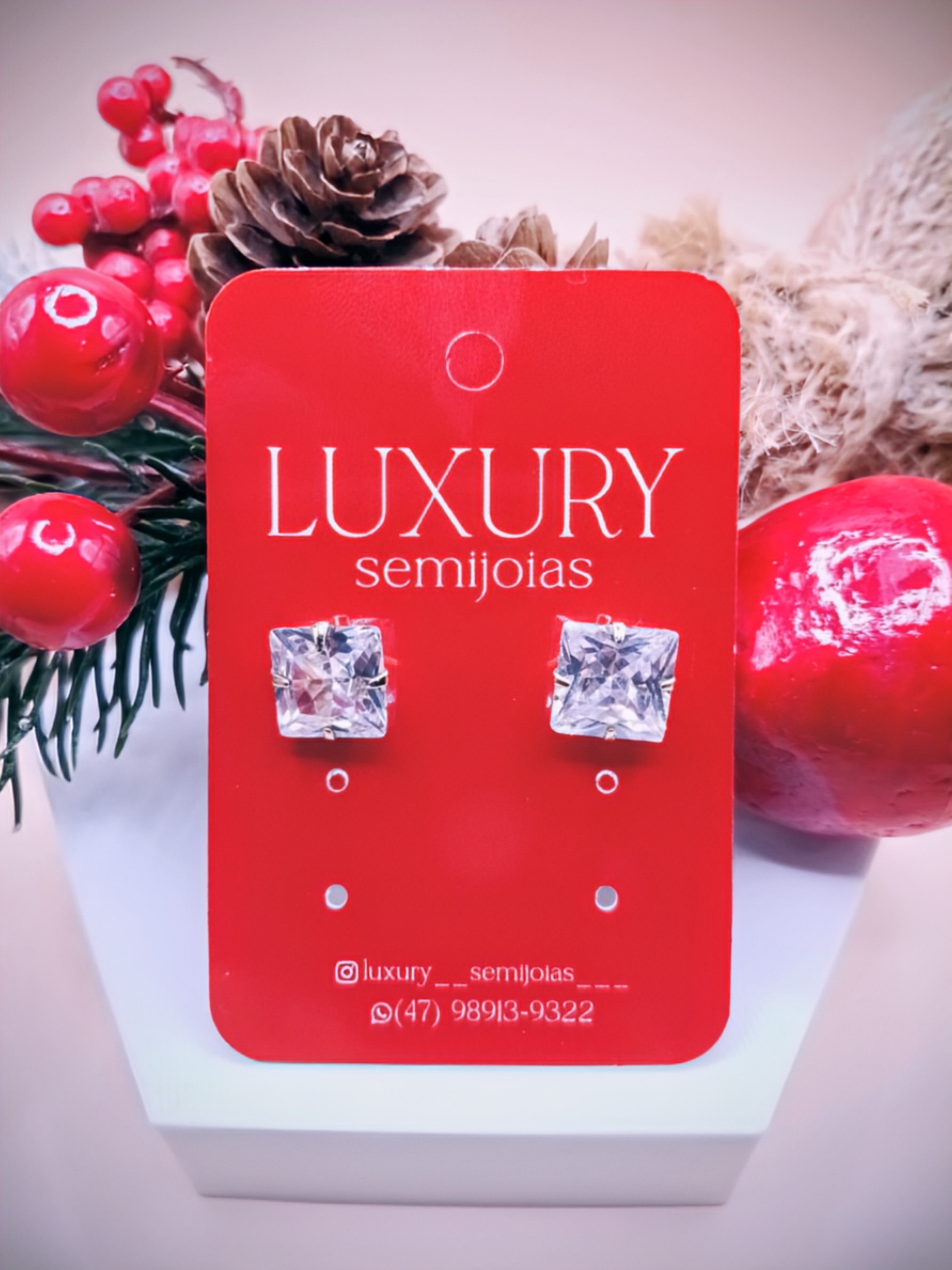 Brinco Ponto de Luz com Pedra de Zirconia Cravejada