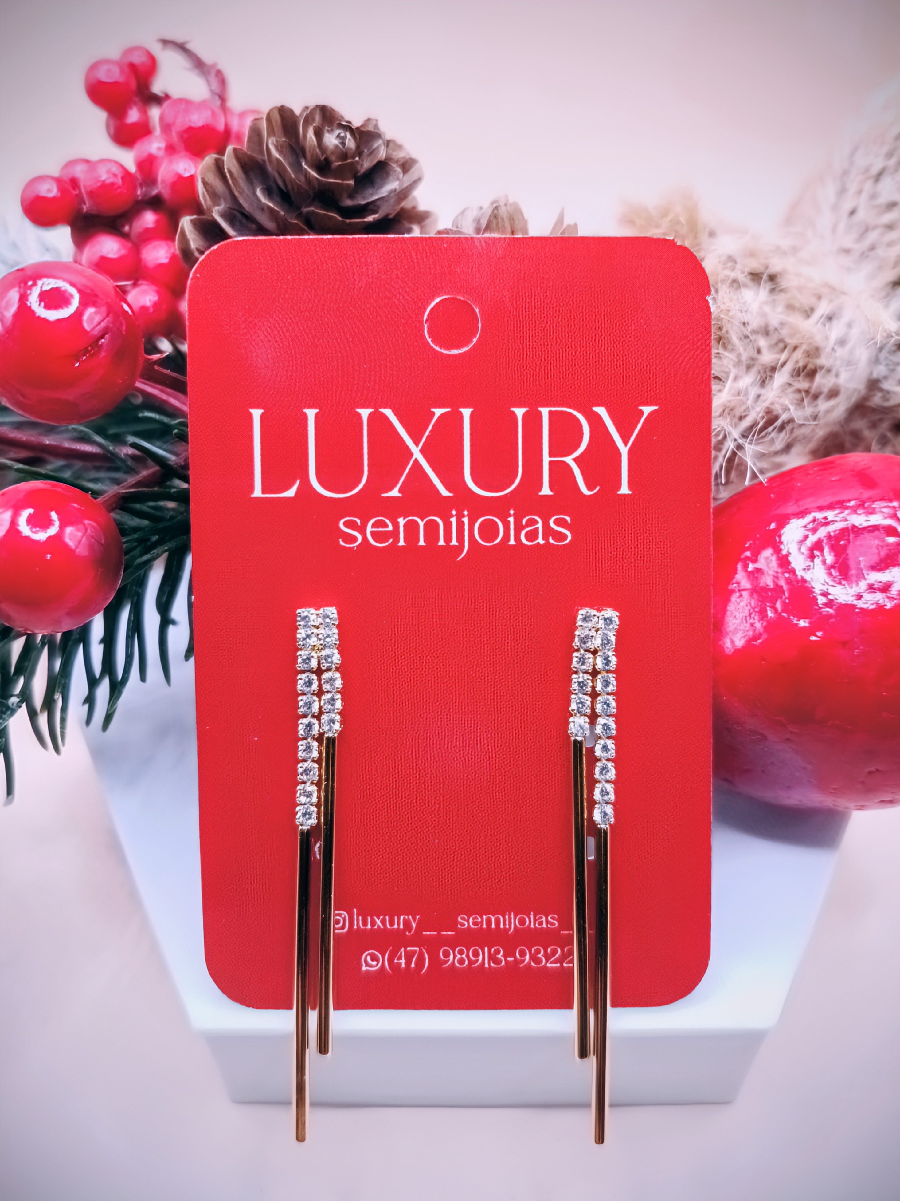 Brinco Franja com Micro Zirconias Cravejadas