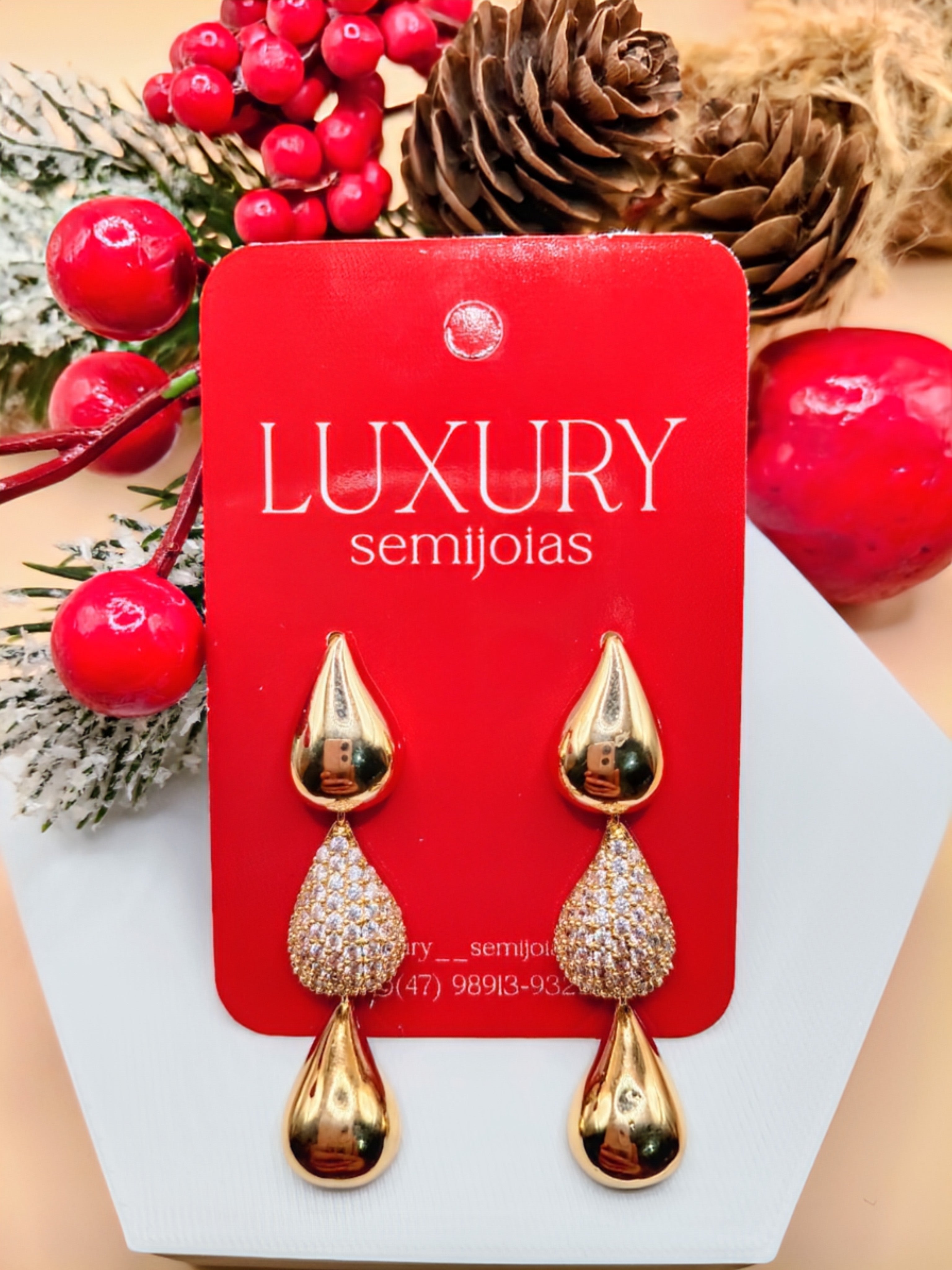 Brinco Gotas Cravejado Zircônia