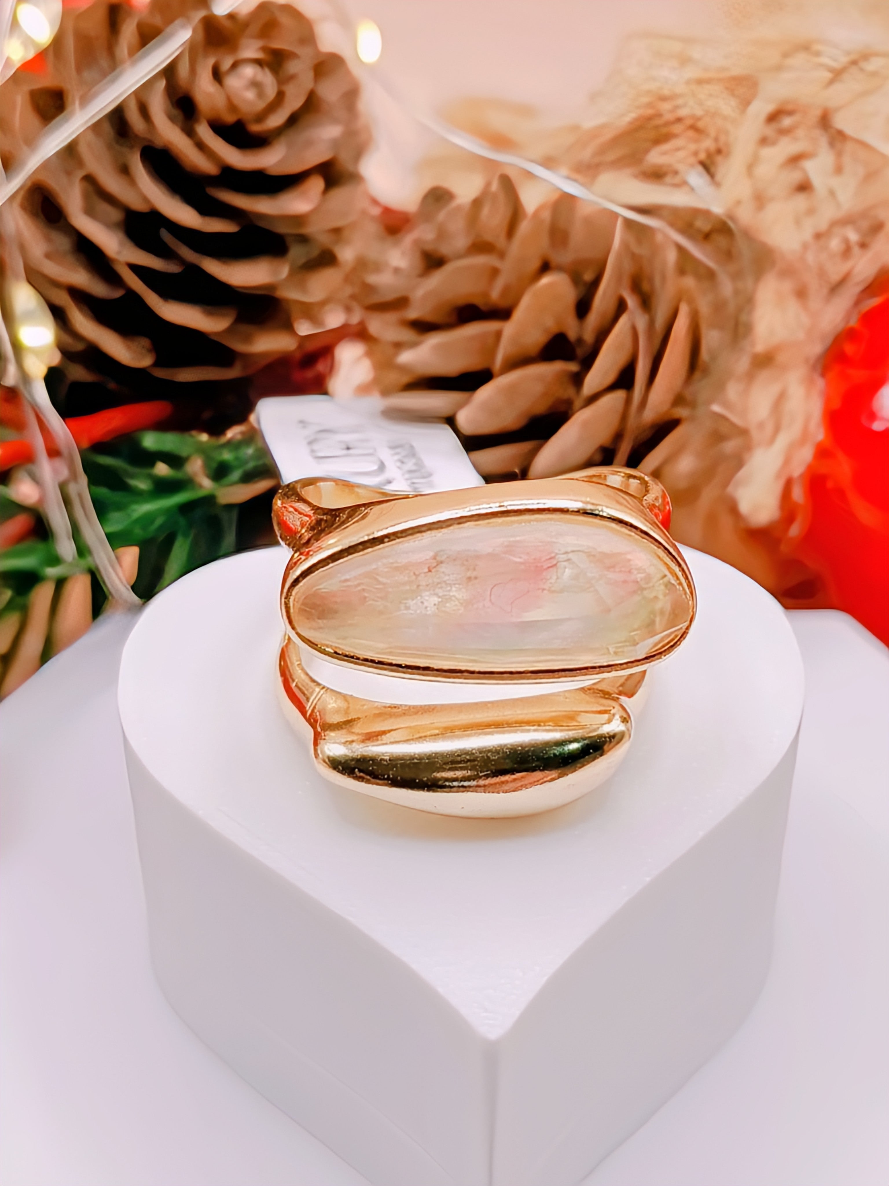 Anel Pedra Natural Opala do Mar