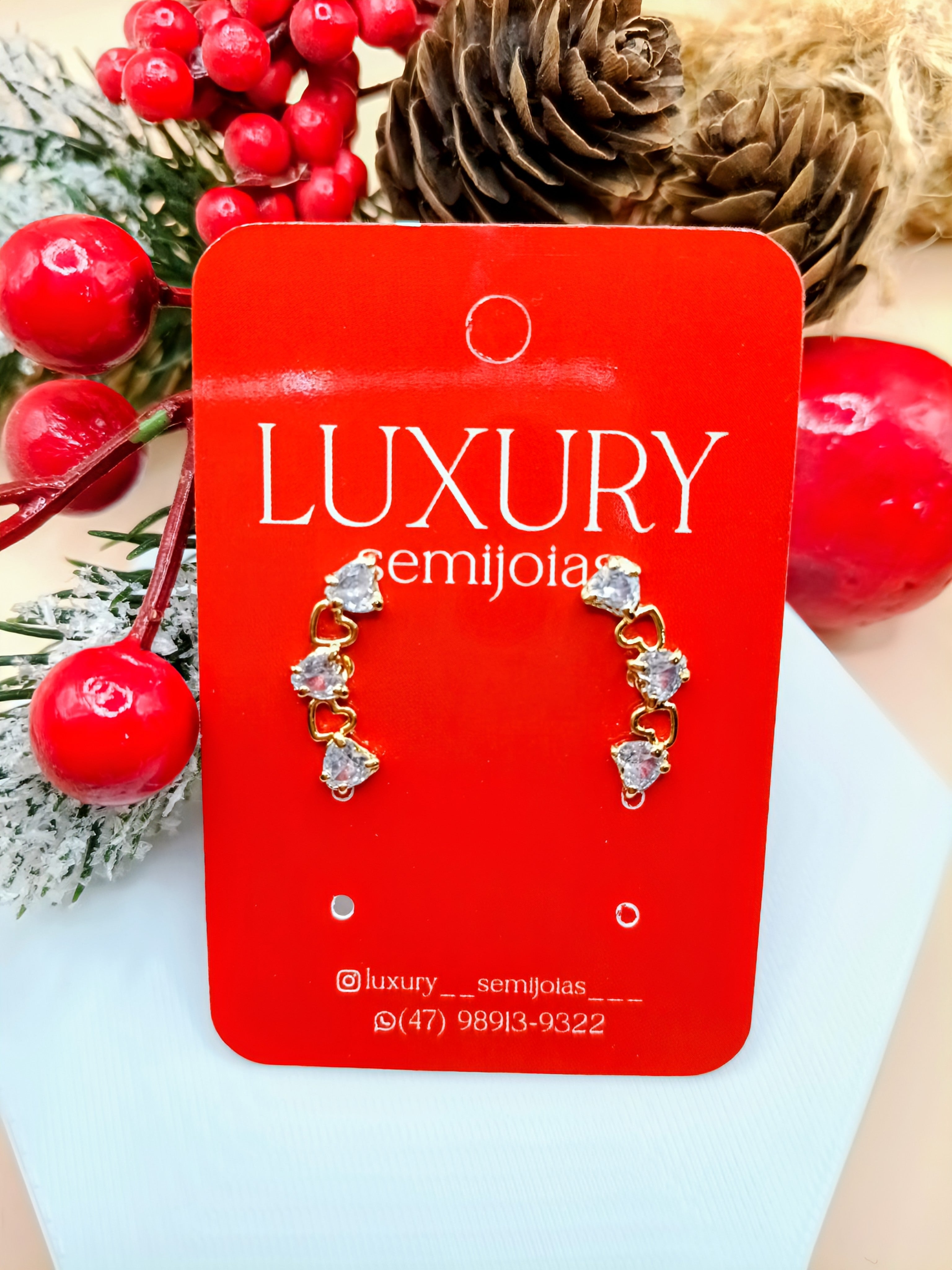 Brinco Corações Zircônia