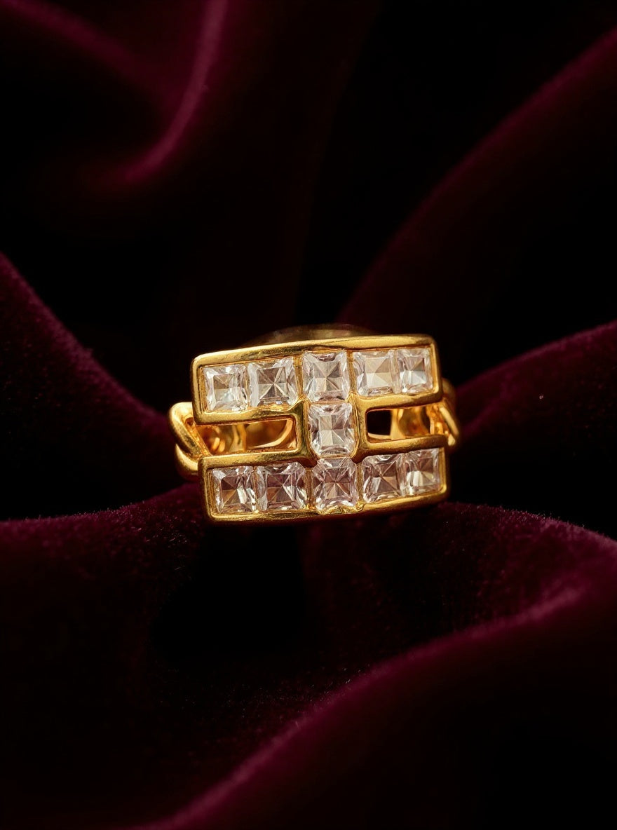 Anel Regulável H Cravejado