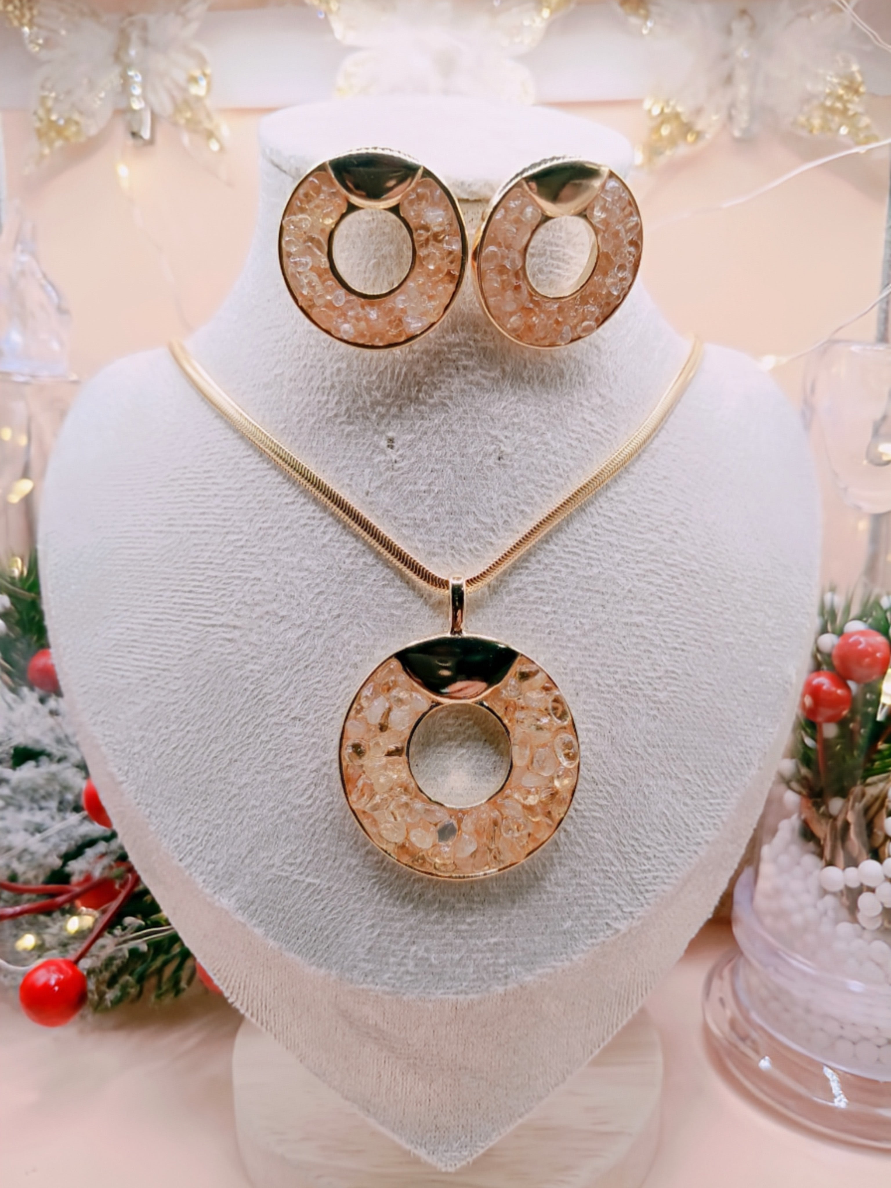 Conjunto Pedra Natural Citrino