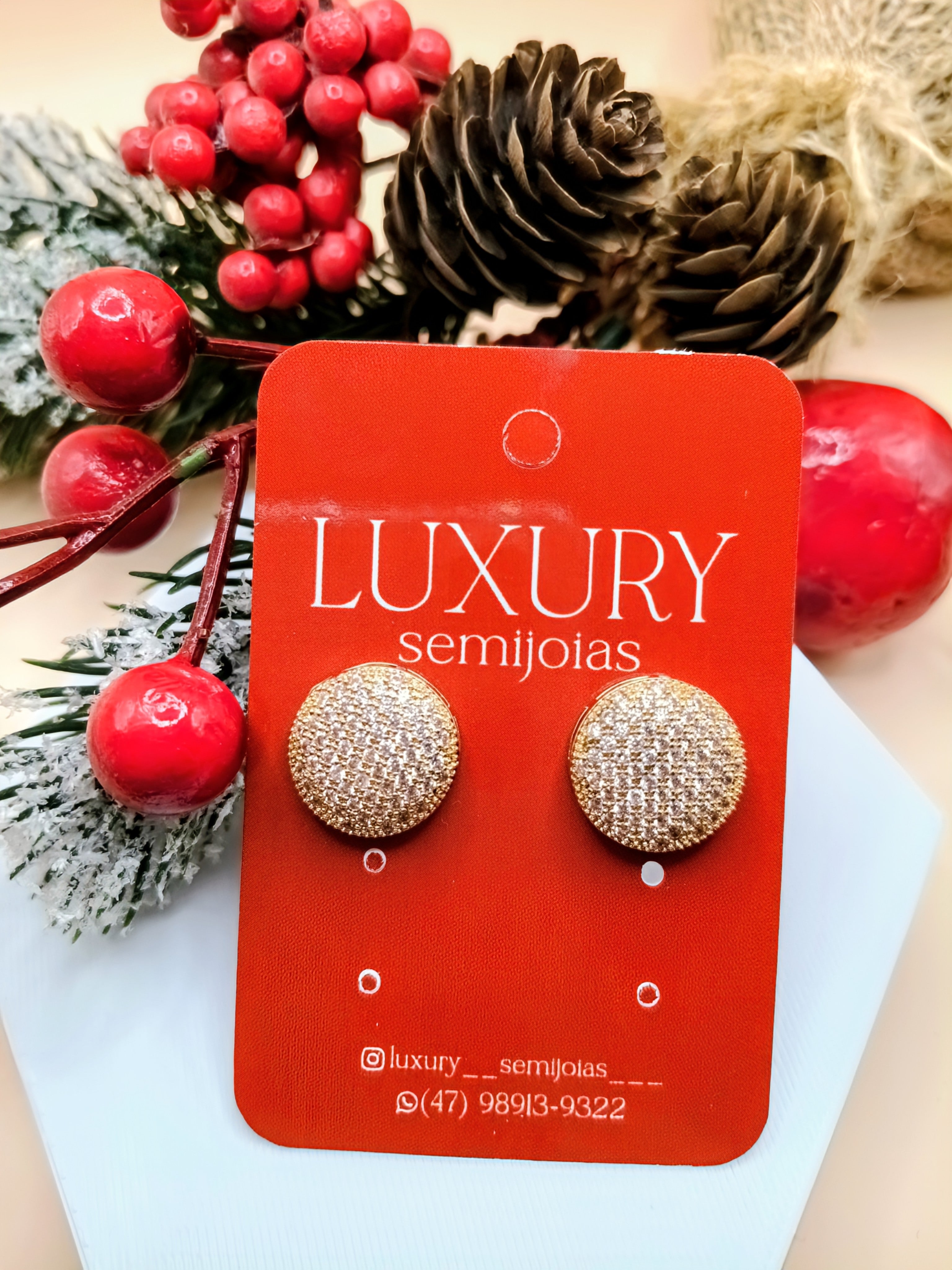 Brinco Pizza Cravejado Zircônia