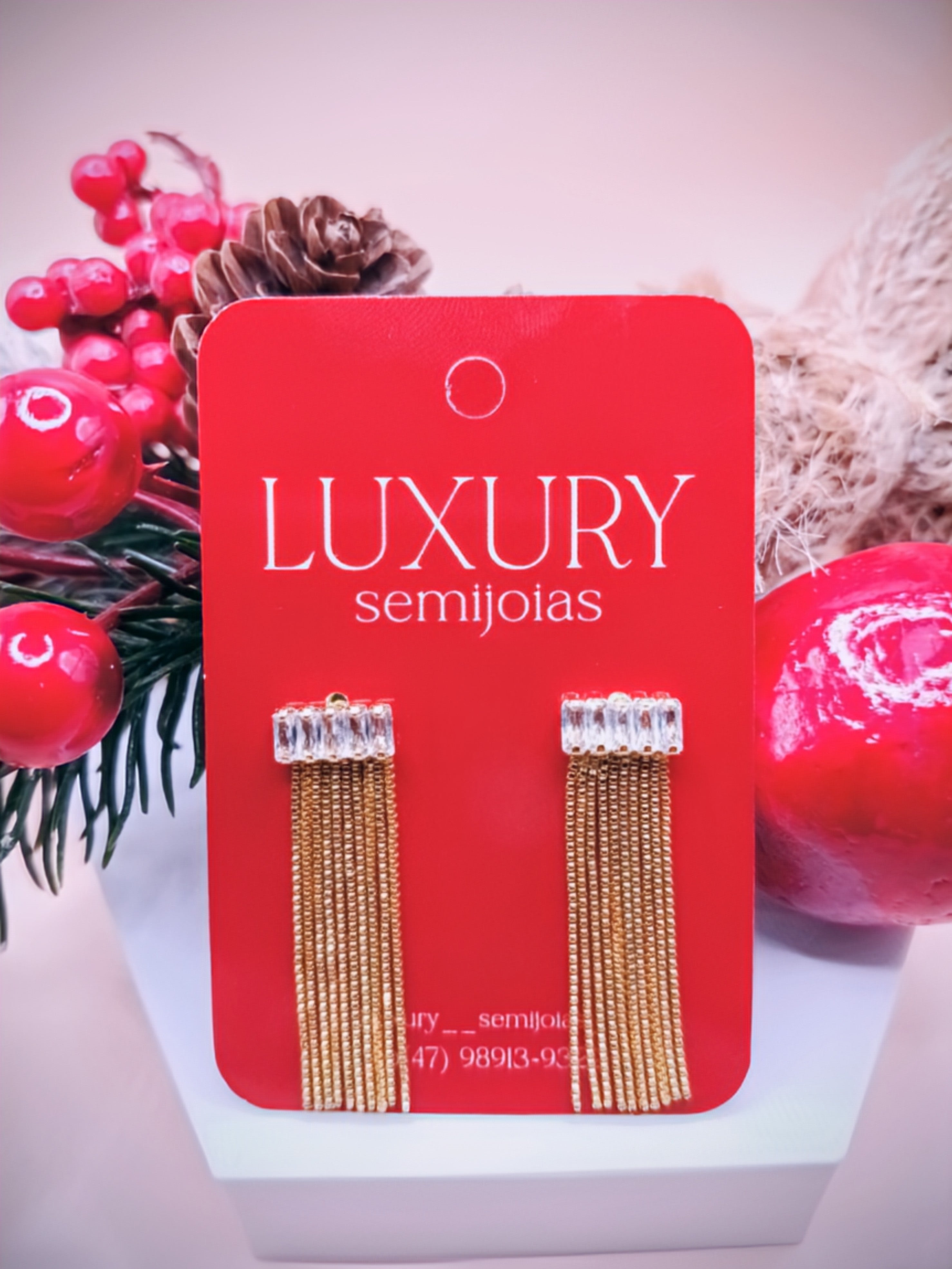 Brinco Franja com Zirconias Cravejadas