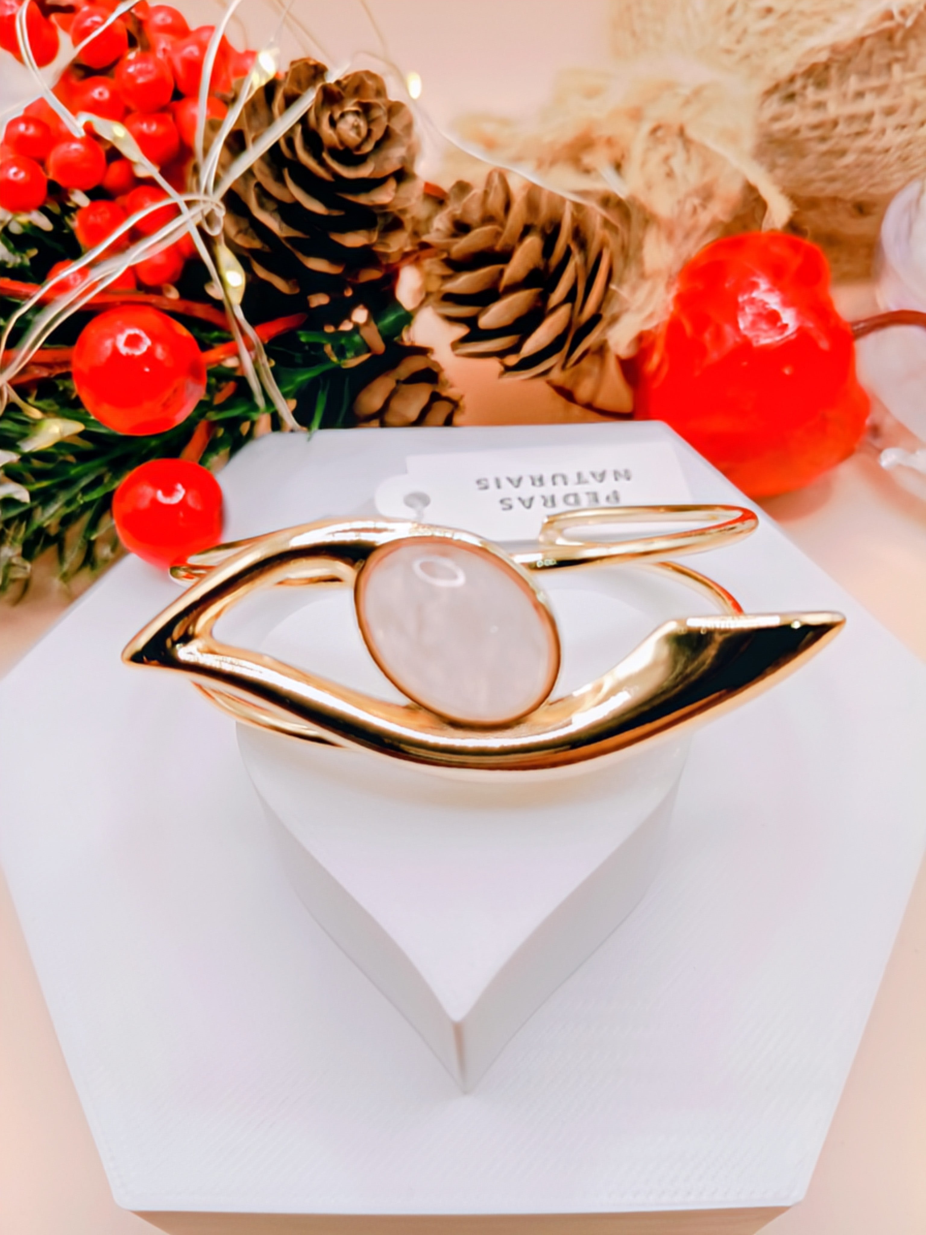 Bracelete Pedra Natural Quartzo Rosa